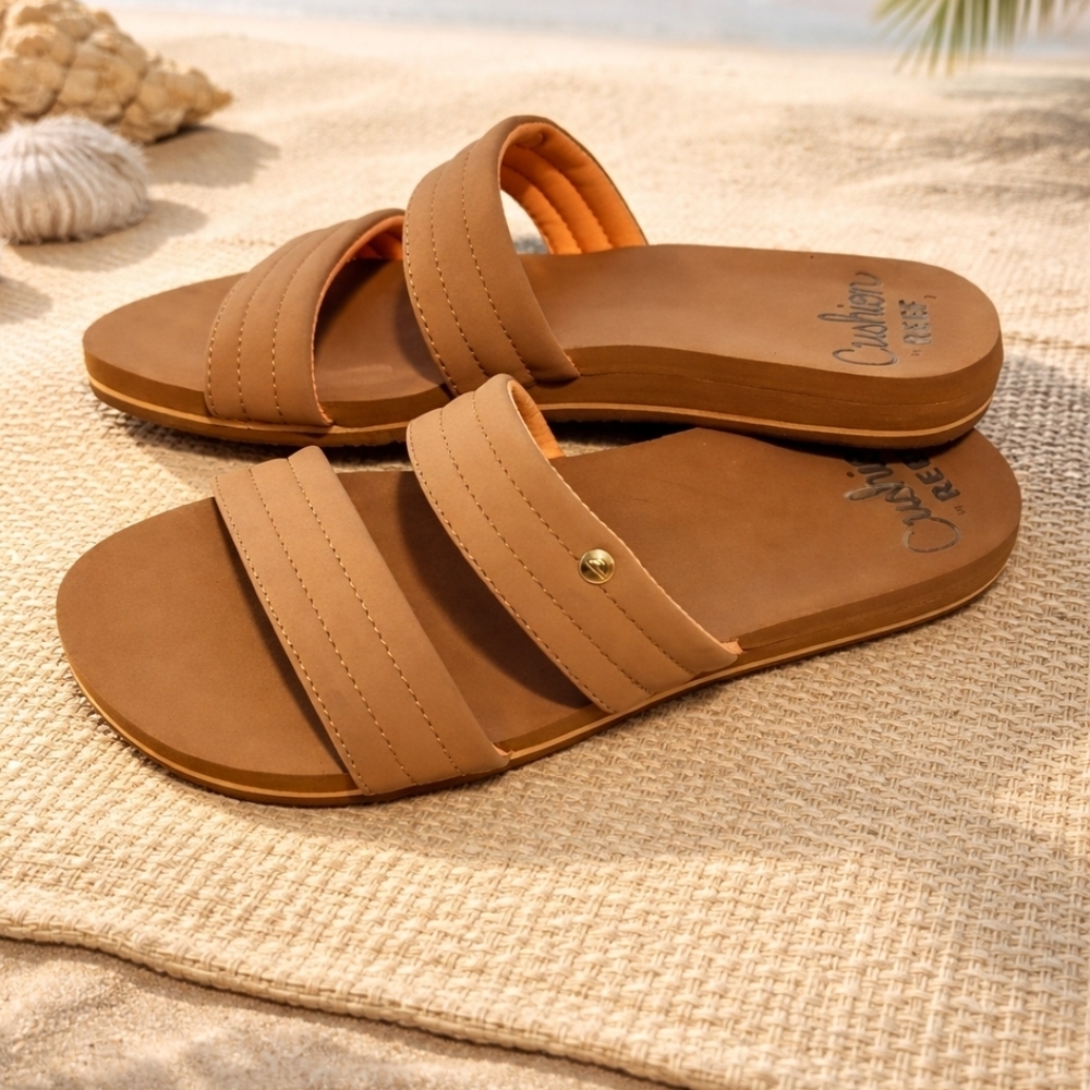 Reef Cushion Tan W/ Light Orange Lining Slide Sandals